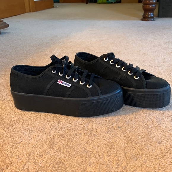 Superga Shoes - Superga Black Platform Sneakers Size 39 US 8 NWOT
